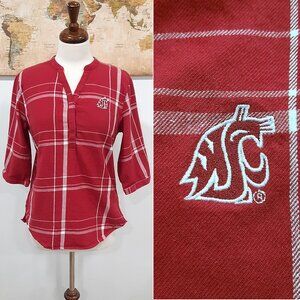 100% cotton red plaid WSU shirt - UG Apparel brand